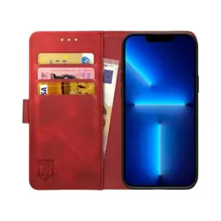 Rosso Element Book Case Wallet Hoesje Geschikt Voor Apple IPhone 13 Pro | Portemonnee | 3 Pasjes | Magneetsluiting | Stand Functie | Rood