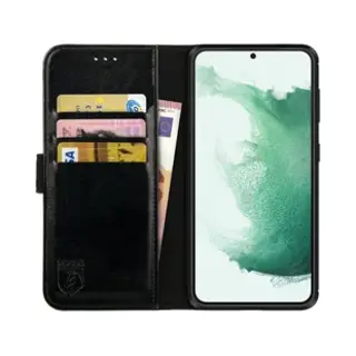 Rosso Element Book Case Wallet Hoesje Geschikt Voor Samsung Galaxy S22 Plus | Portemonnee | 3 Pasjes | Magneetsluiting | Stand Functie | Zwart