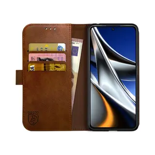Rosso Element Book Case Wallet Hoesje Geschikt Voor Xiaomi Poco X4 Pro | Portemonnee | 3 Pasjes | Magneetsluiting | Stand Functie | Bruin