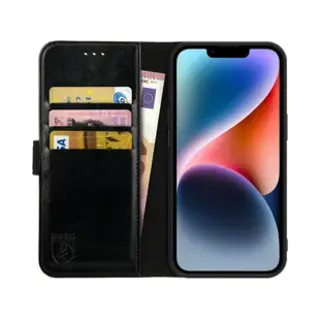 Rosso Element Book Case Wallet Hoesje Geschikt Voor Apple IPhone 14 | Portemonnee | 3 Pasjes | Magneetsluiting | Stand Functie | Zwart