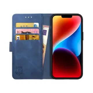 Rosso Element Book Case Wallet Hoesje Geschikt Voor Apple IPhone 14 Plus | Portemonnee | 3 Pasjes | Magneetsluiting | Stand Functie | Blauw