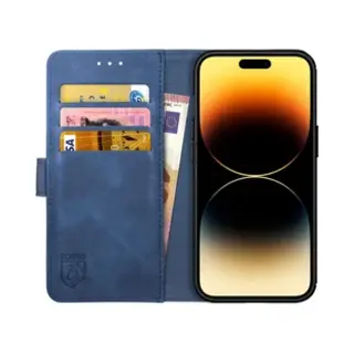 Rosso Element Book Case Wallet Hoesje Geschikt Voor Apple IPhone 14 Pro Max | Portemonnee | 3 Pasjes | Magneetsluiting | Stand Functie | Blauw