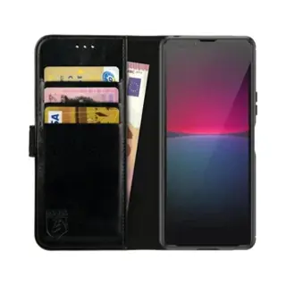 Rosso Element Book Case Wallet Hoesje Geschikt Voor Sony Xperia 10 V | Portemonnee | 3 Pasjes | Magneetsluiting | Stand Functie | Zwart
