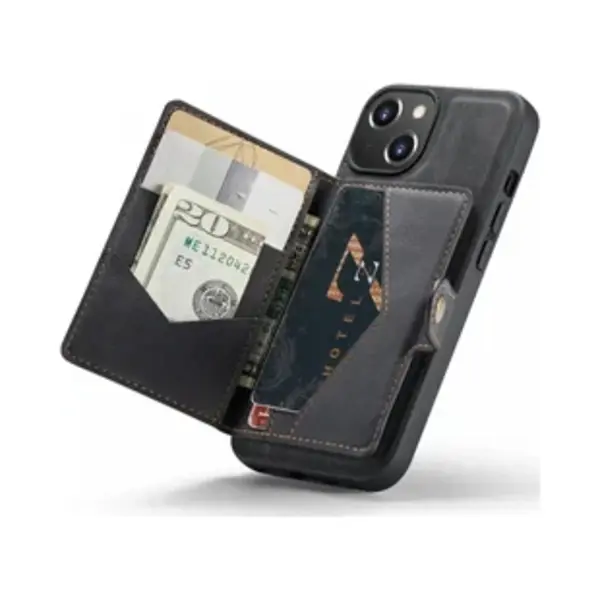 CaseMe Jh-01 Hoesje Geschikt Voor Apple IPhone 15 | Back Cover Met Magnetische Kaarthouder | Beschermhoes Pasjeshouder Achterkant | 4 Pasjes En thumbnail