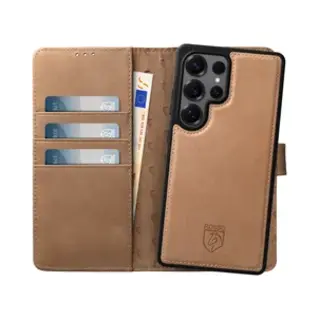 Rosso Elite Hoesje Geschikt Voor Samsung Galaxy S24 Ultra | Compatibel Met MagSafe | Book Case En Back Cover | Magnetisch Uitneembaar | Echt Leer