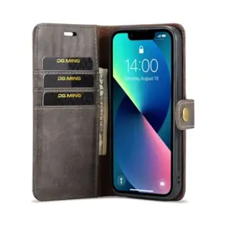 Dg Ming 2-in-1 Hoesje Geschikt Voor Apple IPhone 15 - Book Case Met Uitneembare Back Cover - Telefoonhoesje Met Pasjes Splitleer Grijs
