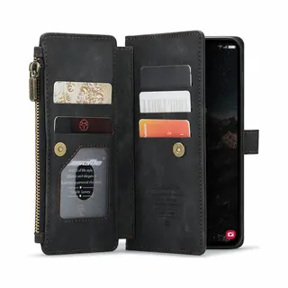 CaseMe C30 Hoesje Geschikt Voor Samsung Galaxy S24 | Wallet Zipper Book Case Met Pasjeshouder | Beschermhoes Met Portemonnee | Zwart