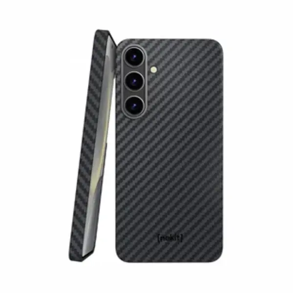 Nekit Fiber Hoesje Geschikt Voor Samsung Galaxy S24 - Compatibel Met MagSafe - Kevlar Aramidevezels 1500D - Back Cover Ultra Dun - Grijs/Zwart thumbnail