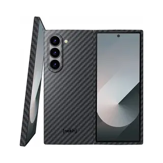 Nekit Fiber Hoesje Geschikt Voor Samsung Galaxy Z Fold 6 - Compatibel Met MagSafe - Kevlar Aramidevezels 1500D - Back Cover Ultra Dun - Grijs/Zwart