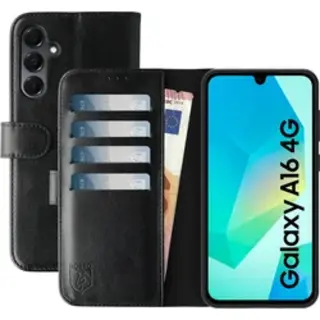 Rosso Element Geschikt Voor Samsung Galaxy A16 | Wallet Book Case | Portemonnee Hoesje | 3 Pasjes | Magneetsluiting | Stand Functie | Zwart