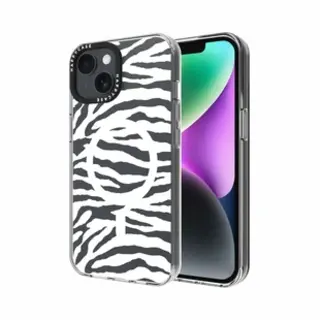 HappyCase Joy Hoesje | Geschikt Voor Apple IPhone 16E / 14 / 13 | Compatibel Met MagSafe | Back Cover | Bloemen | Silver Zebra Print