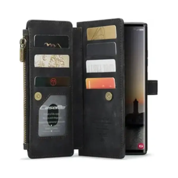 CaseMe C30 Hoesje Geschikt Voor Samsung Galaxy S25 Ultra | Wallet Zipper Book Case Met Pasjeshouder | Beschermhoes Met Portemonnee | Zwart thumbnail