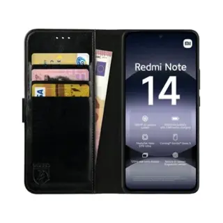 Rosso Element Geschikt Voor Xiaomi Redmi Note 14 4G | Wallet Book Case | Portemonnee Hoesje | 3 Pasjes | Magneetsluiting | Stand Functie | Zwart