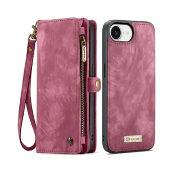 CaseMe 008 Geschikt Voor Apple IPhone 17e / 16e - 2-in-1 Book Case En Back Cover - Magnetisch Uitneembaar - Portemonnee Hoesje - Rood thumbnail