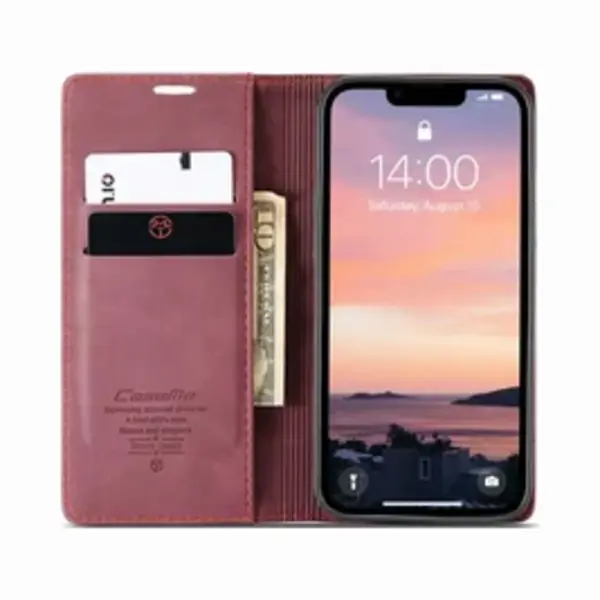 CaseMe 013 Hoesje Geschikt Voor Apple IPhone 17e / 16e - Book Case Met Standaard - Portemonnee Beschermhoes - Pasjeshouder Voor Twee Pasjes - Rood thumbnail