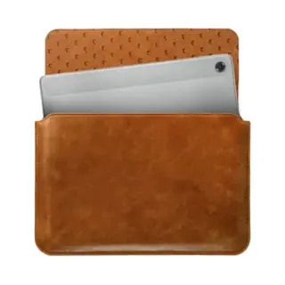 Rosso Deluxe Sleeve - Geschikt Voor MacBook, Laptop, IPad, Tablet En E-reader Tot 11 Inch - Echt Leer Laptophoes - 28x17 Cm - Bruin