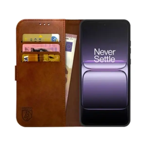 Rosso Element Geschikt Voor OnePlus Nord 5 | Wallet Book Case | Portemonnee Hoesje | 3 Pasjes | Magneetsluiting | Stand Functie | Bruin thumbnail