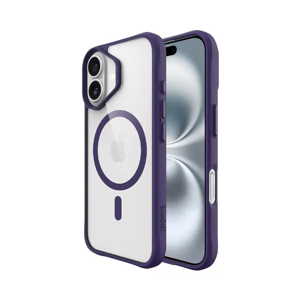 Buddi Hybrid - Hoesje Geschikt Voor Apple IPhone 16 - Compatibel Met MagSafe - Back Cover Met Magneet - Magnetische Beschermhoes - Transparant Paars thumbnail