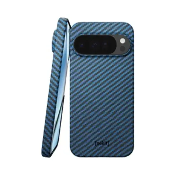 Nekit Fiber Hoesje Geschikt Voor Google Pixel 10 / 10 Pro - Compatibel Met MagSafe En Qi2 - High-Tech Kevlar - PixelSnap Back Cover Ultra Dun - Blauw thumbnail