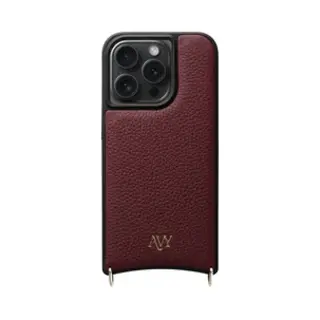 Avy Leren Hoesje | Geschikt Voor Apple IPhone 15 Pro | Compatibel Met MagSafe | Leather Case | Back Cover | Haakjes Voor Koord | Burgundy