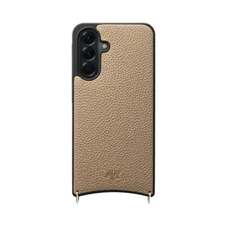 Avy Leren Hoesje Geschikt Voor Samsung Galaxy A56 | Compatibel Met MagSafe | Leather Case | Back Cover | Haakjes Voor Koord | Beige