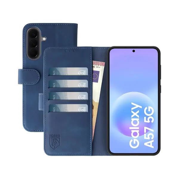 Rosso Element Geschikt Voor Samsung Galaxy A57 | Wallet Book Case | Portemonnee Hoesje | 3 Pasjes | Magneetsluiting | Stand Functie | Blauw thumbnail