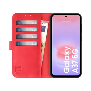 Rosso Element Geschikt Voor Samsung Galaxy A37 | Wallet Book Case | Portemonnee Hoesje | 3 Pasjes | Magneetsluiting | Stand Functie | Rood