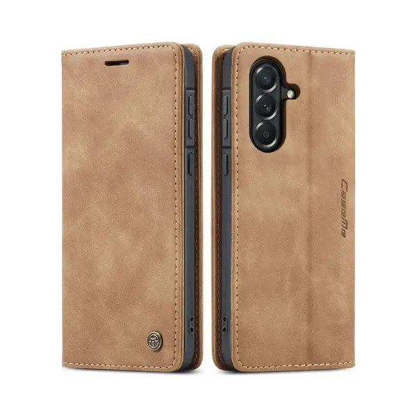 CaseMe 013 Hoesje Geschikt Voor Samsung Galaxy A57 - Book Case Met Standaard - Portemonnee Beschermhoes - Pasjeshouder Voor Twee Pasjes - Bruin thumbnail