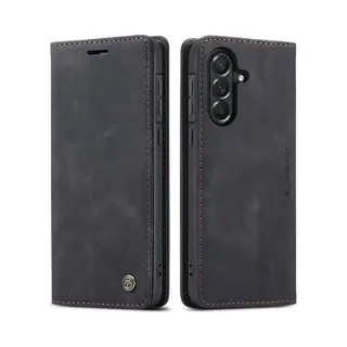 CaseMe 013 Hoesje Geschikt Voor Samsung Galaxy A57 - Book Case Met Standaard - Portemonnee Beschermhoes - Pasjeshouder Voor Twee Pasjes - Zwart