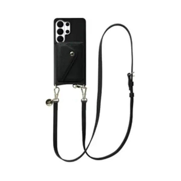 Avy Leren Hoesje Geschikt Voor Samsung Galaxy S26 Ultra | Met Koord En Magnetische Kaarthouder | Compatibel Met MagSafe | Leather Case Met 130CM Koord thumbnail