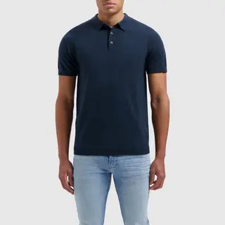 Pure Path Knit Polo With Chestprint Polo's & T-shirts Heren - Polo Shirt - Donkerblauw - Maat Xs