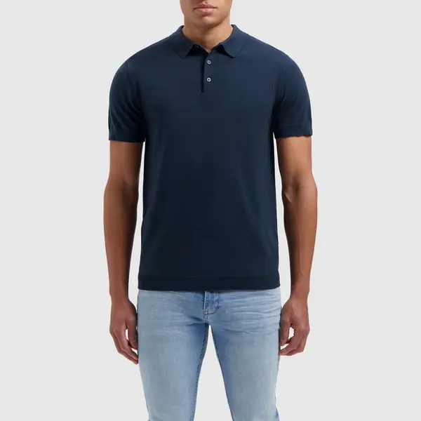Pure Path Knit Polo With Chestprint Polo's & T-shirts Heren - Polo Shirt - Donkerblauw - Maat Xs thumbnail