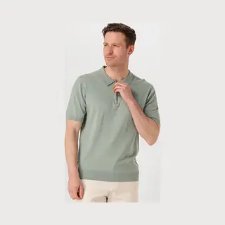 Pure Path Regular Fit Polo Ss Half Zip Knitwear Polo's & T-shirts Heren - Polo Shirt - Groen - Maat Xl