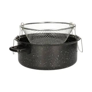Benson Frituurpan Met Korf - Carbonstaal - Marmer Coating - Ø 26 Cm
