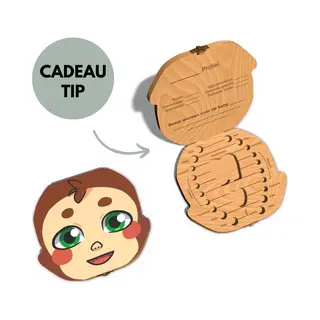 Leertheorie Tandendoosje Met Naam - Aapje - Hout - Voor Jongens En Meisjes - Opbergdoosje Voor Melk Tanden - Tandendoosje Voor Kinderen