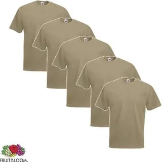 Fruit Of The Loom T-shirt - 100% Katoen - 5 Stuks - Khaki - M