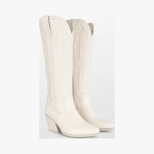 Posh By Poelman Jill Dames Western Laarzen - Off White - Maat 39 thumbnail