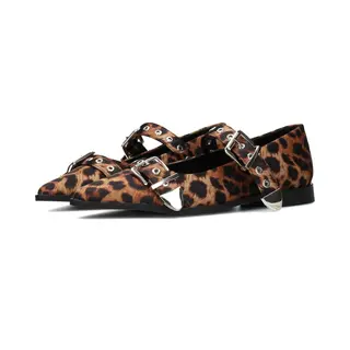 Posh By Poelman Ballerina Met Riempjes 'Gulia' Bruin / Zwart