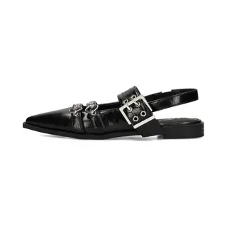 Posh By Poelman Ballerina Met Riempjes 'Ava' Zwart