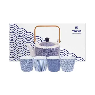 Tokyo Design Studio Theepot Nippon Blue 0.8 L - Incl. 4 Kopjes
