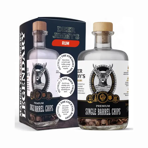 Deer Jimmy's® Diy Rum Geschenkset – Rum Selbst Machen Mit Premium-Eichenholz Aus Südamerikanischen Rumfässern – Tiefe Fassreifung Für Jede thumbnail