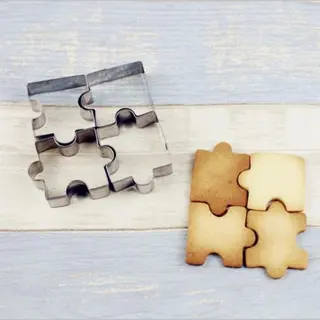 Puzzel Koek Vormpjes 4 Stuks | Fondant & Koekjes Vormen | Puzzelstukjes | Bakvorm | Bakset | Uitsteekvorm / Uitstekers | Cookie Cutter Set | Rvs