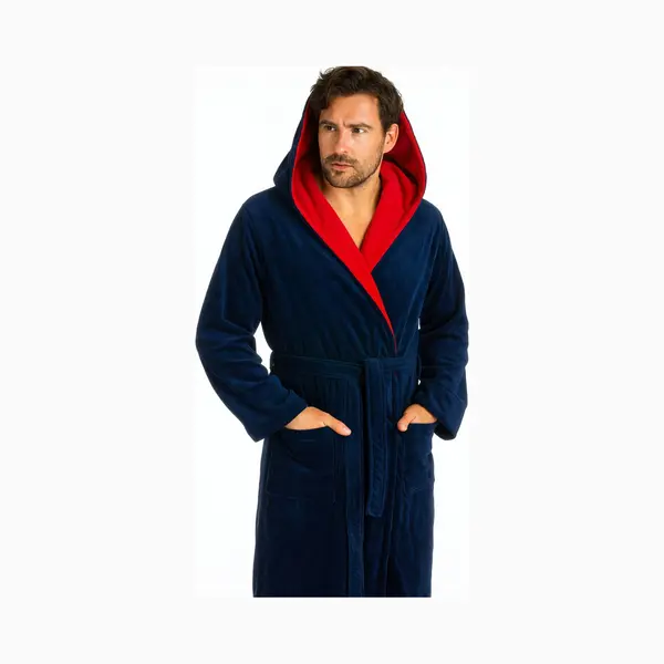 Badrock Marineblauwe Badjas Met Capuchon - Xl-Xxl thumbnail