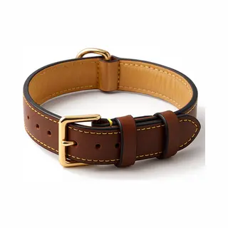 Brute Strength - Luxe Leren Halsband Hond - Bruin - L - (46 - 53 Cm) X 3, 5cm - Honden Halsband - Hondenhalsband - Halsband Hond Leer - Halsbanden