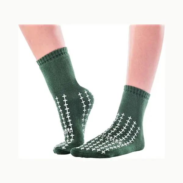Human Protection Antislip Sokken - Valpreventie Voor Ziekenhuis & Thuis - Disposable, Dubbele Grip - Groen/Geel - Maten S/M/L - Latexvrij, 80% Katoen thumbnail