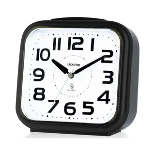 Luxime® - Wekker Analoog Zonder Tikgeluid - Senioren - Met Alarm - Slaapkamer - Zwart - Met Verlichting!