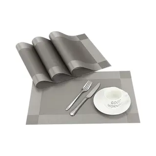 Vitamo™ Duurzame Placemats 4 Stuks - Hittebestendig - Makkelijk Schoon - Fijngeweven Pvc - 30 X 45cm - Metallic Grijs