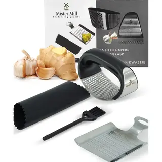 Mister Mill Preferring Quality Mister Mill Knoflookpers Gemberrasp Set - Lookpers - Knoflook Pers - Gemberpers - Knoflooksnijder - Knoflookpeller - Garlic Press