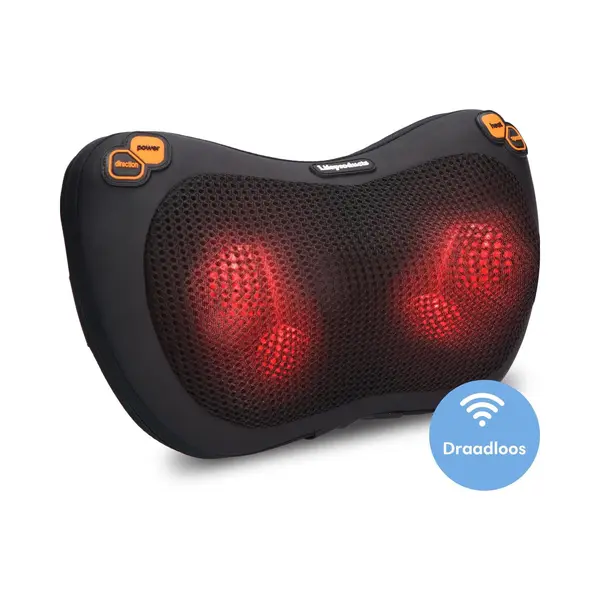Lifeproducts - Shiatsu Massagekissen - Mit Wärmefunktion - 4 Bedienknöpfe - Mit Wlan - Schwarz thumbnail