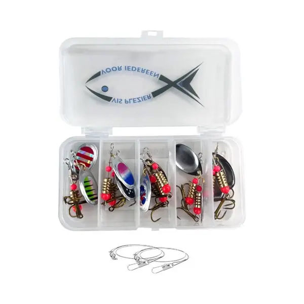 Vis-plezier Kunstaas Set 2 | Kunstaas Set Voor Roofvis - Incl Gratis Onderlijn - Pluggen Met Haak - Perfect Voor Snoek / Baars / Forel- Set Van 10 Spinners thumbnail